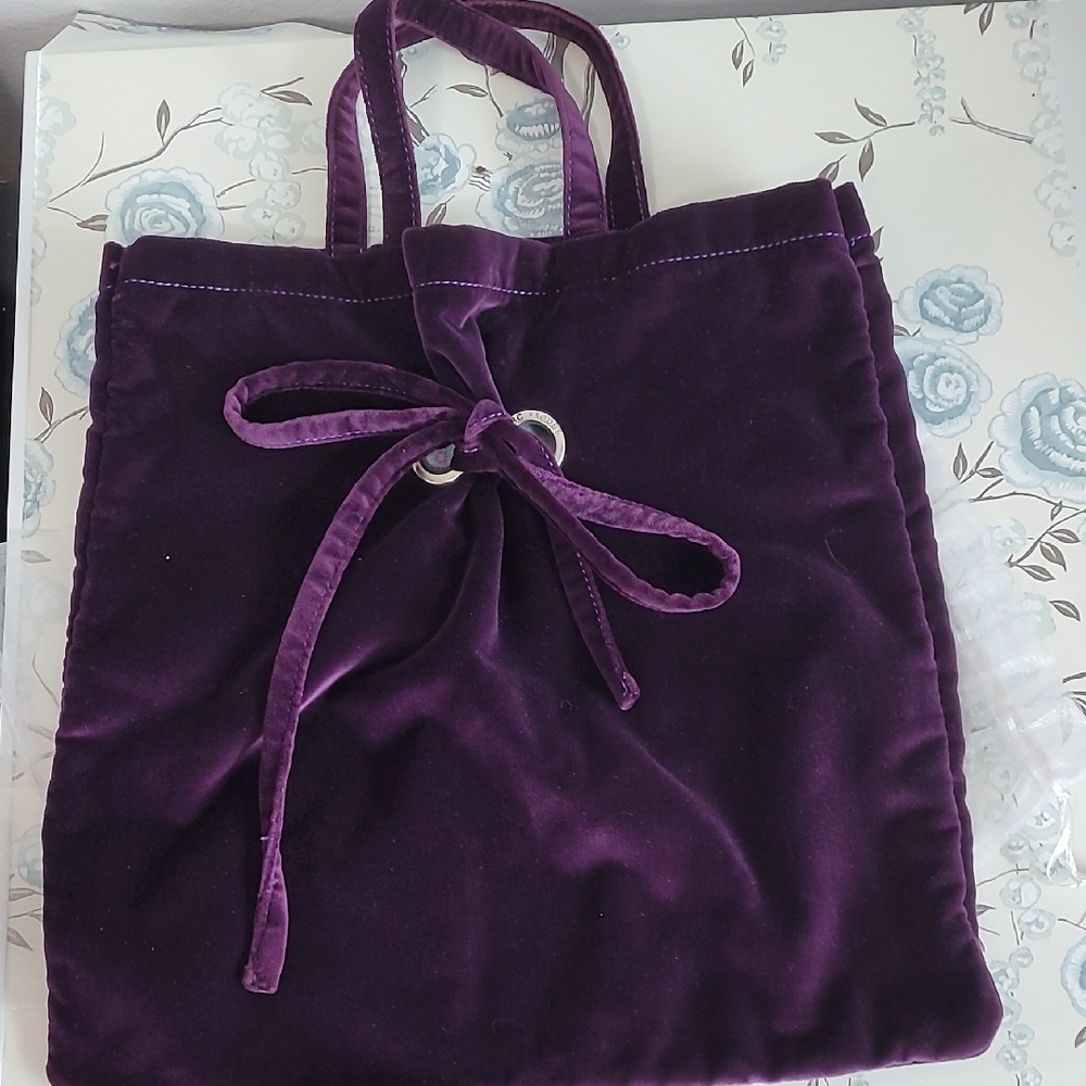 Rare Mark Jacobs Plush Purple Velvet Tote with Bow Detail